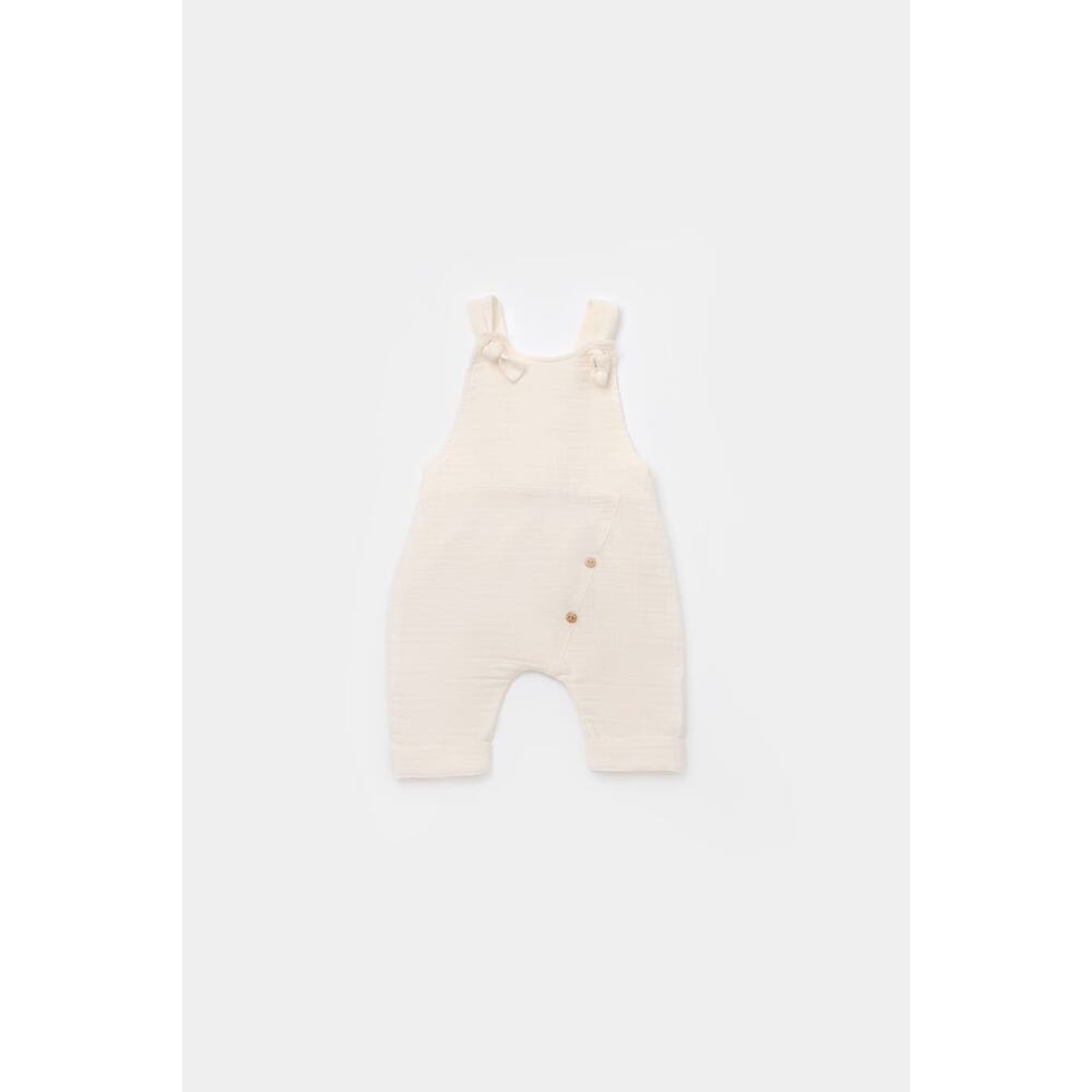 Organic Cotton Baby Overalls White 9-12M GOTS Certified Romper - Picture 3 of 8